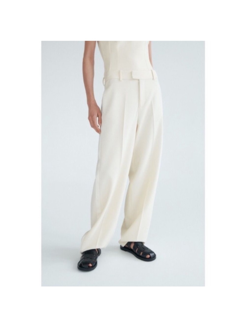 Women's Zara Beige Cream Tuxedo Trousers Size M